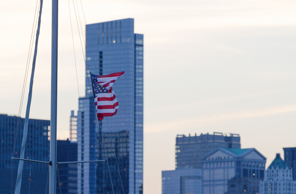 American Flag + Chicago Skyline